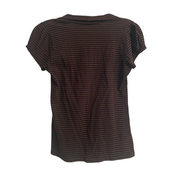 Vintage 1990s ANA Petite Brown/Black Stripe Layered Look Top Shirt Size PM - Picture 3 of 6